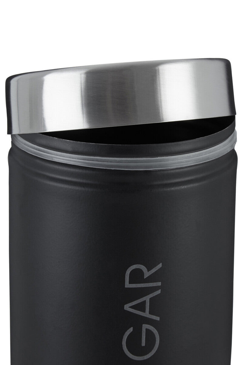Black Enamel Sugar Canister with Silver Lid | Liberty