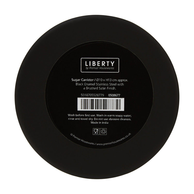 Black Enamel Sugar Canister with Silver Lid | Liberty