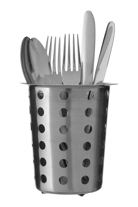 Brushed Stainless Steel Cutlery Caddy with Holes | Soren