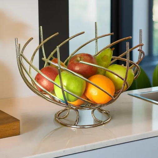 Nest Shape Chrome Fruit Basket | Spiral Fruit Bowl
