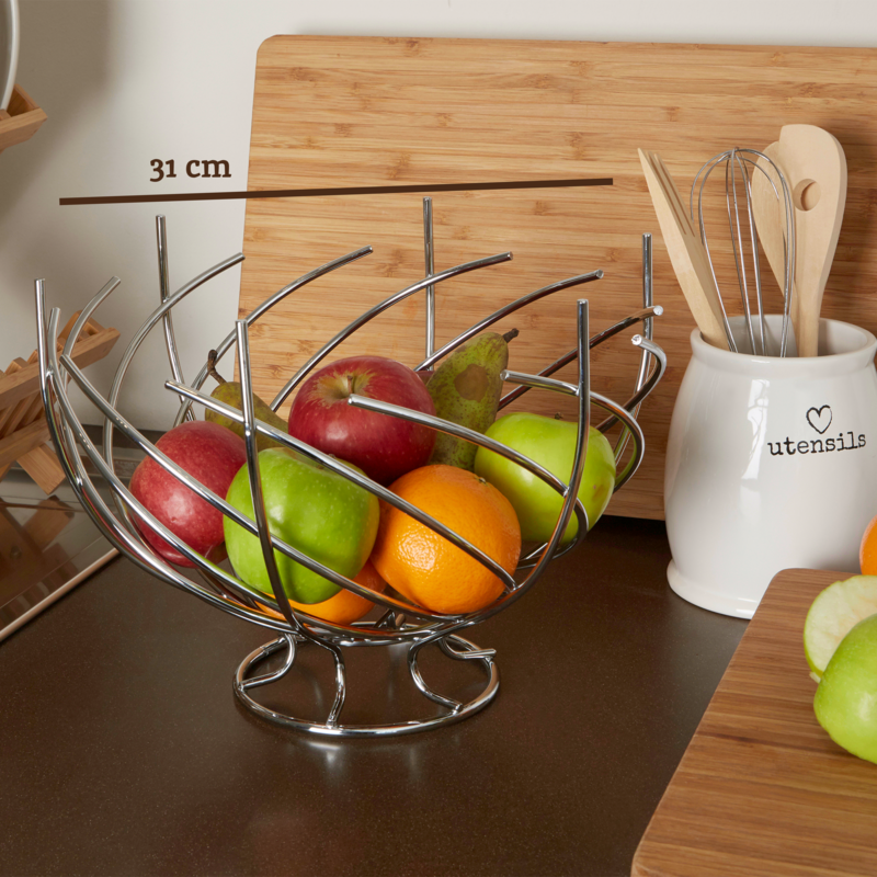 Nest Shape Chrome Fruit Basket | Spiral Fruit Bowl
