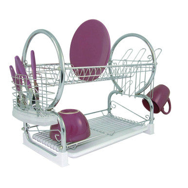 2 Tier Dish Drainer with White Plastic Tray | Laurie