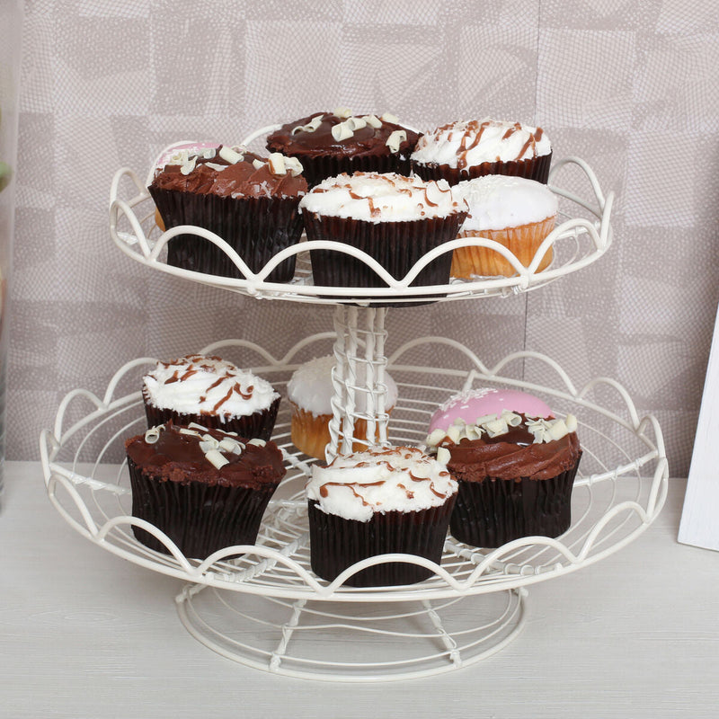2 Tier Cup Cake Stand | Cream Wire