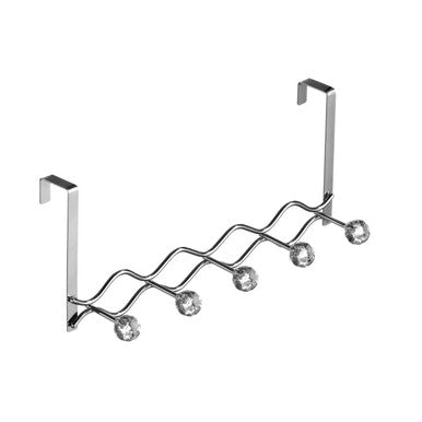 Chrome Over Door Hanger with Five Diamante Hooks | Jaxen