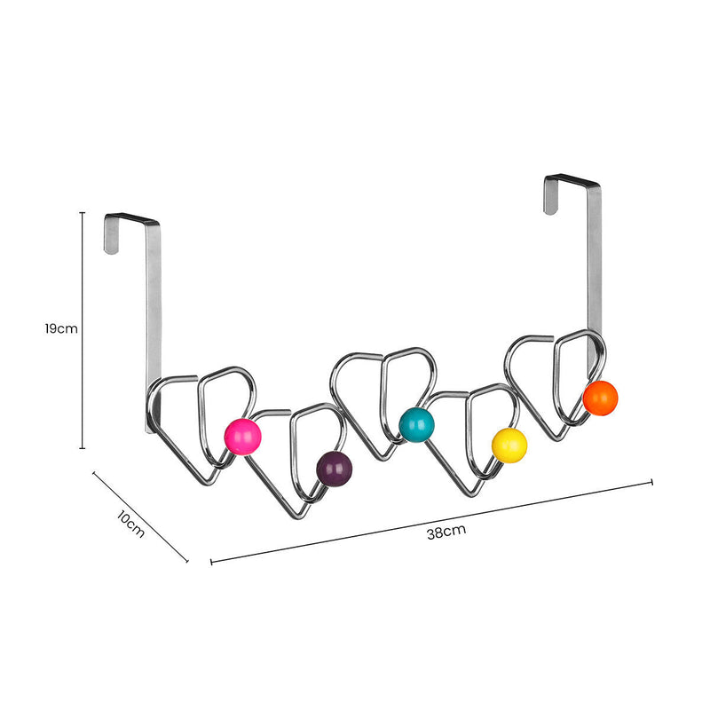5 Hook Heart Design Over Door Hanger with Multi Coloured Balls | Jaxen