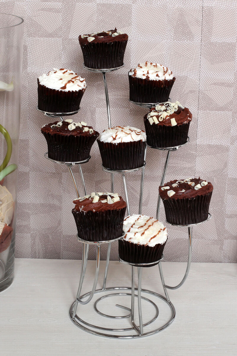Swirl Chrome 9 Cup Cake Stand | Chrome Swirl