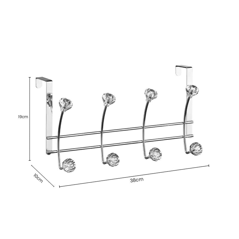 Chrome Over Door Hanger with Eight Diamante Hooks | Jaxen