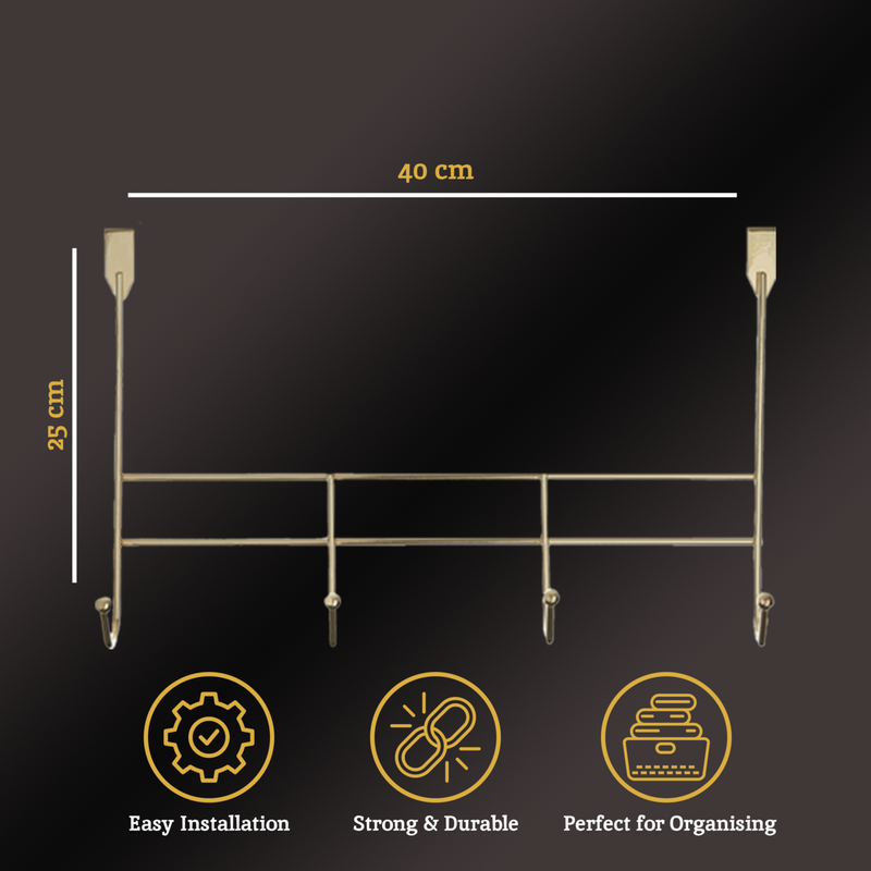 4 Hook Champagne Gold Over Door Hanger | Jaxen