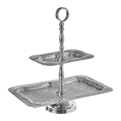 2 Tier Hammered Aluminium Cake Stand | Bailey