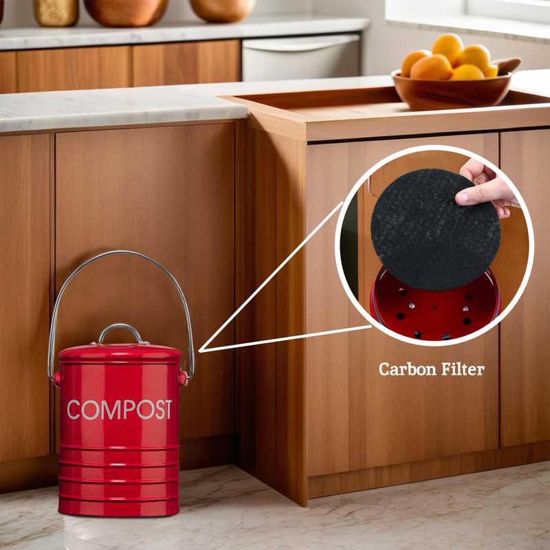 Madison Red Bin with Handle | Compost