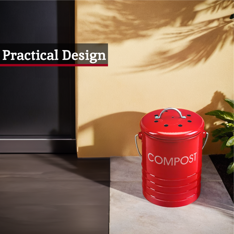 Madison Red Bin with Handle | Compost