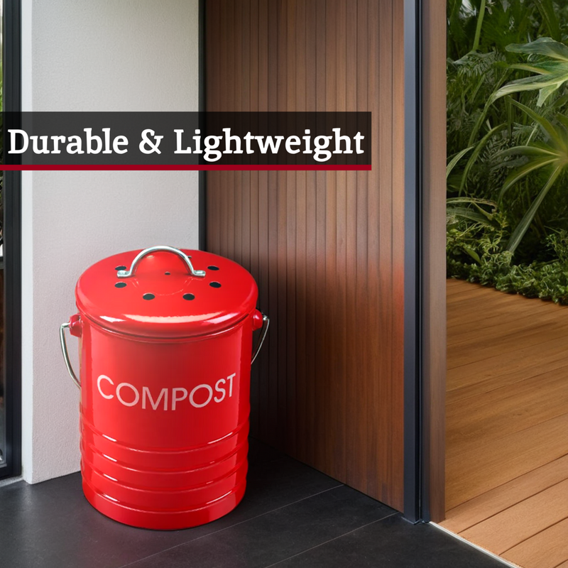Madison Red Bin with Handle | Compost