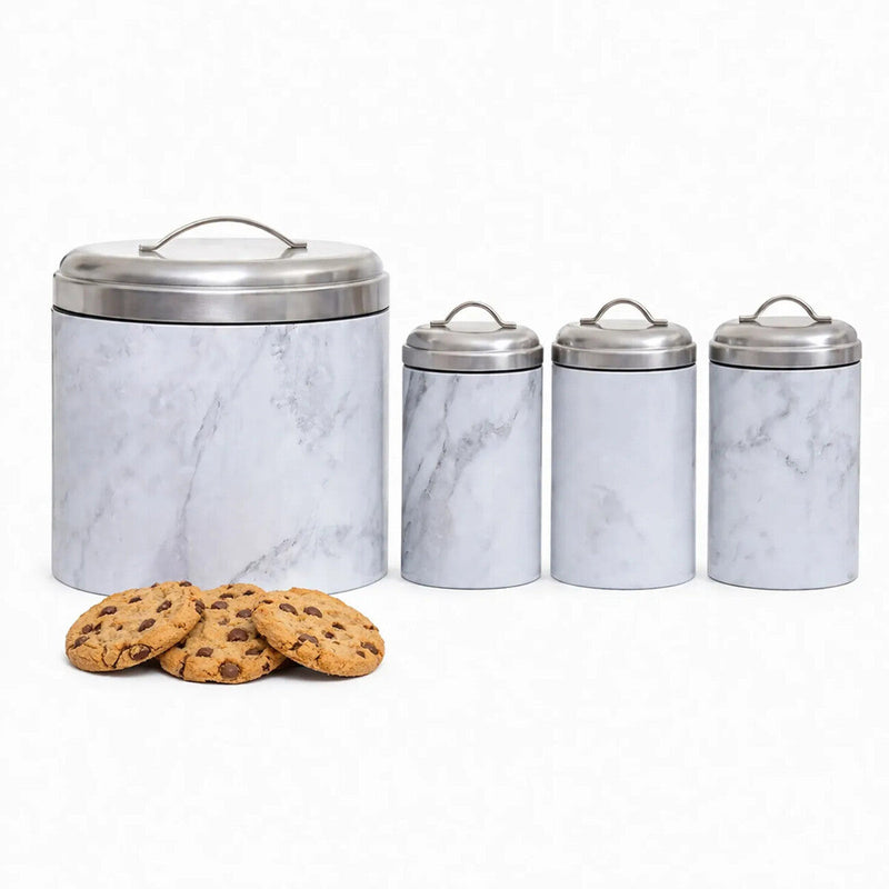 4 Piece Marble Effect Kitchen Storage Set | Easton