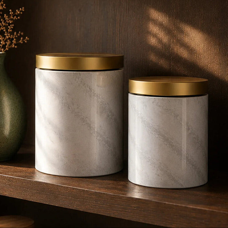 5 Piece Kitchen Storage Set in Marble Effect | Easton
