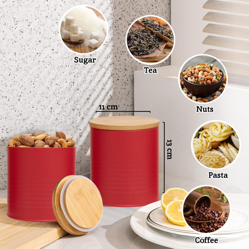 Set Of Three Red Canisters | Alton