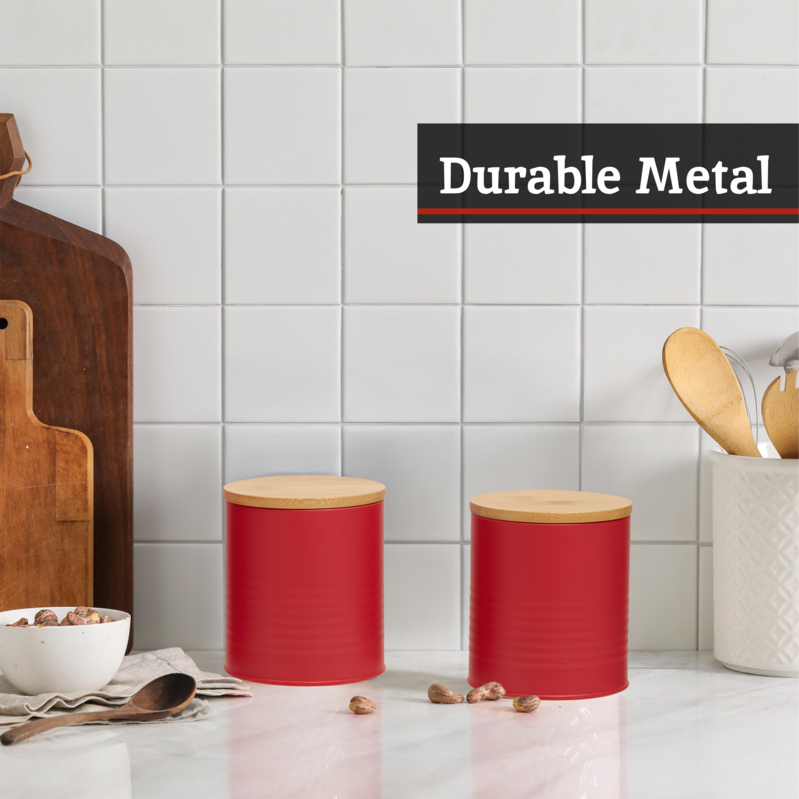 Set Of Three Red Canisters | Alton