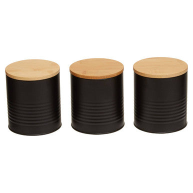 Set Of Three Black Canisters | Alton