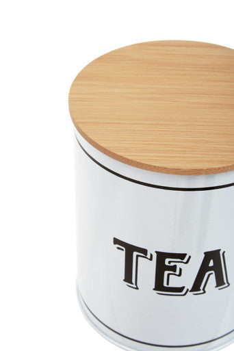 White Metal Tea Canister | Grocer