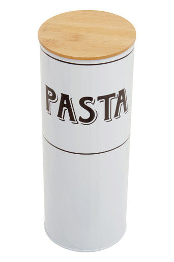 White Metal Pasta Canister | Grocer
