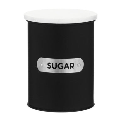 Black Enamel Sugar Canister with White Marble Lid | Liberty