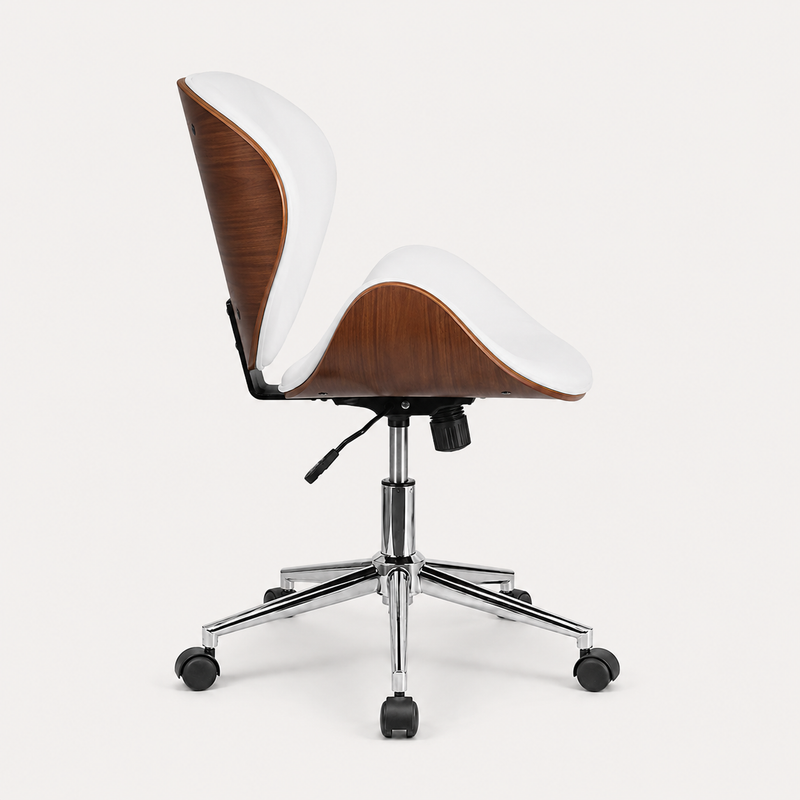 Otis Walnut White Swivel Office Chair
