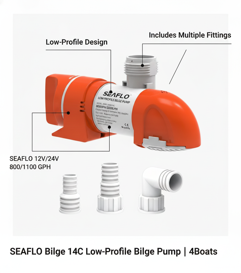 SEAFLO 24V 1100GPH 14C Low Profile Non-Automatic Bilge Pump