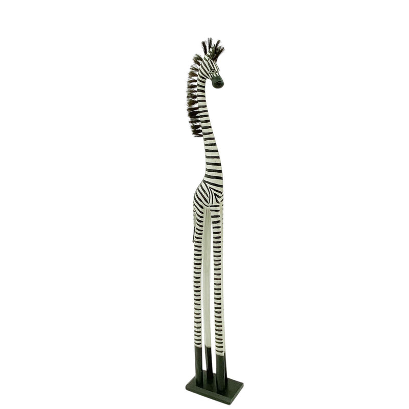 1.5M HAND CARVED WOODEN ZEBRA