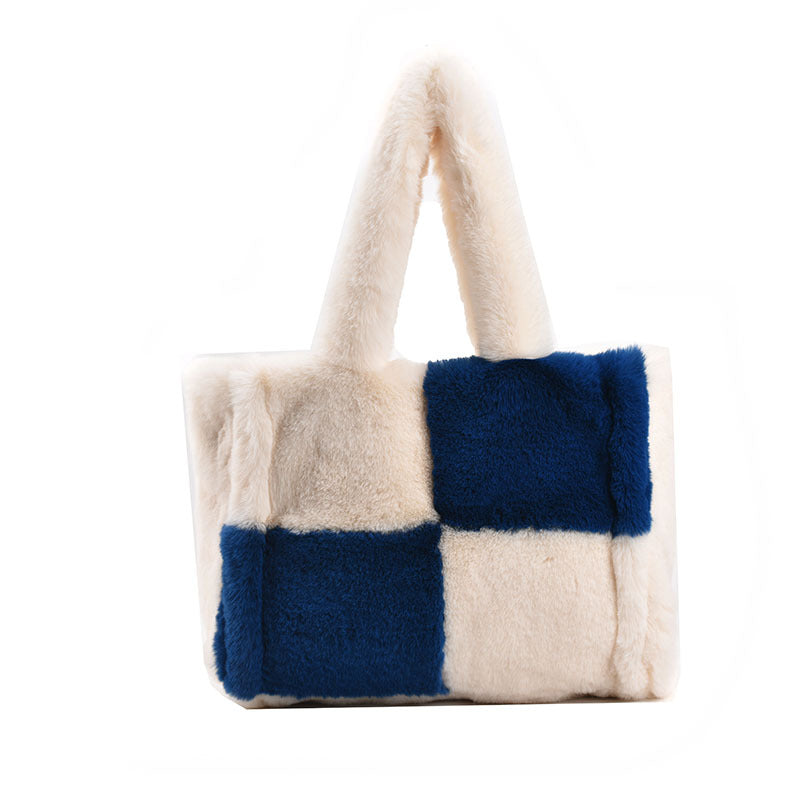 Women's Small Square Plush Shoulder Bag