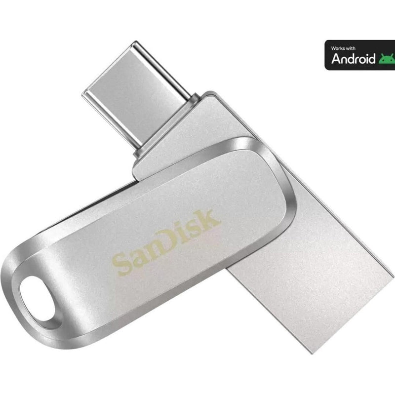 SanDisk 64GB Ultra Dual Drive Luxe USB-A / USB-C 3.2 Flash Drive - Steel