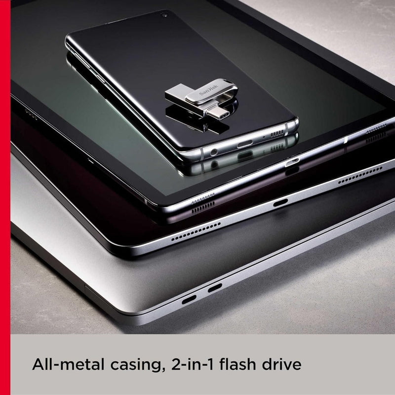 SanDisk 64GB Ultra Dual Drive Luxe USB-A / USB-C 3.2 Flash Drive - Steel