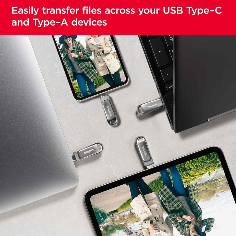 SanDisk 64GB Ultra Dual Drive Luxe USB-A / USB-C 3.2 Flash Drive - Steel