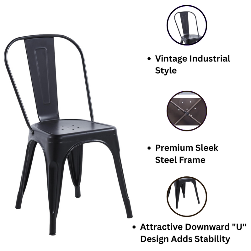 Dining Chair - Metal - L44 x W47 x H85 cm - Black