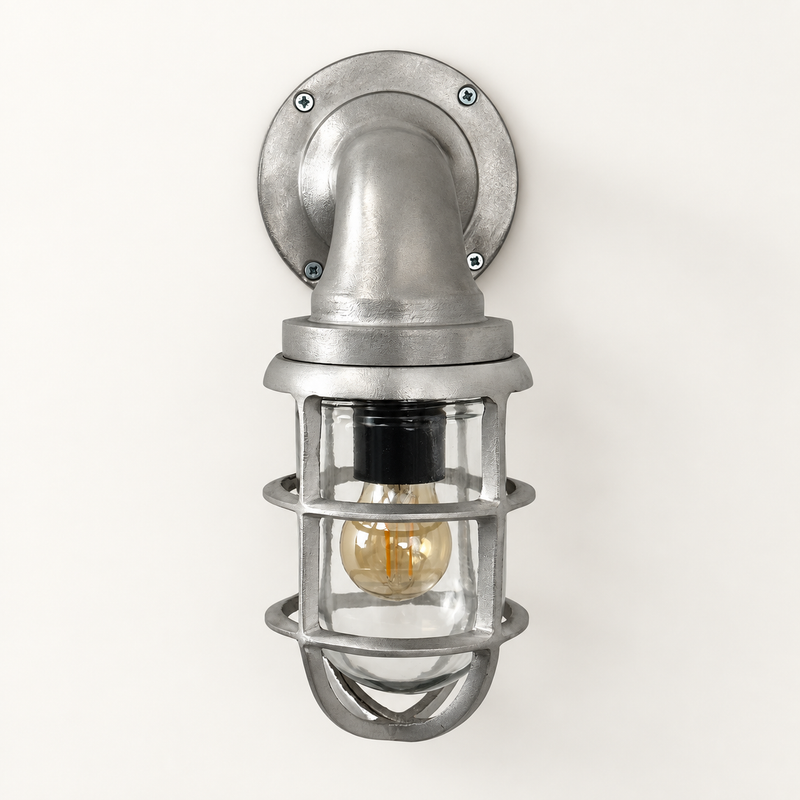 Beachamwell Raw Cast Swan Neck Wall Light - IP65