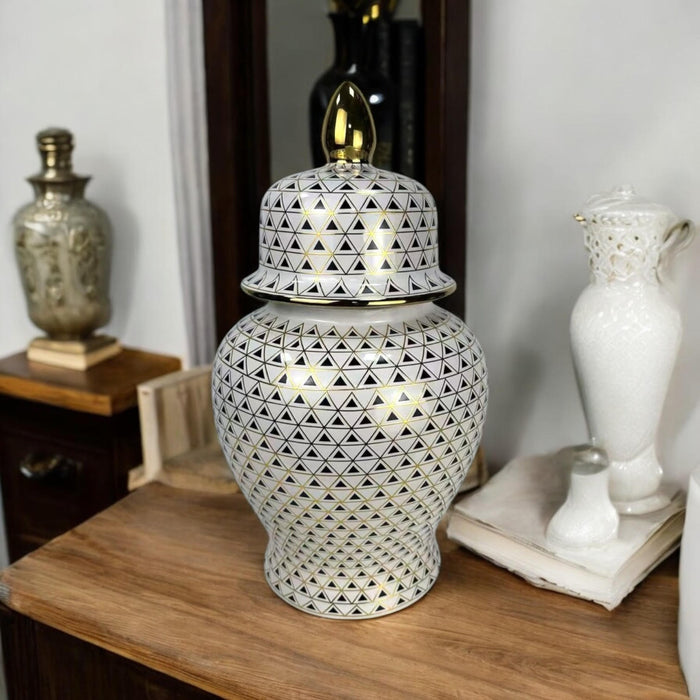 36CM CERAMIC GINGER JAR WITH LID