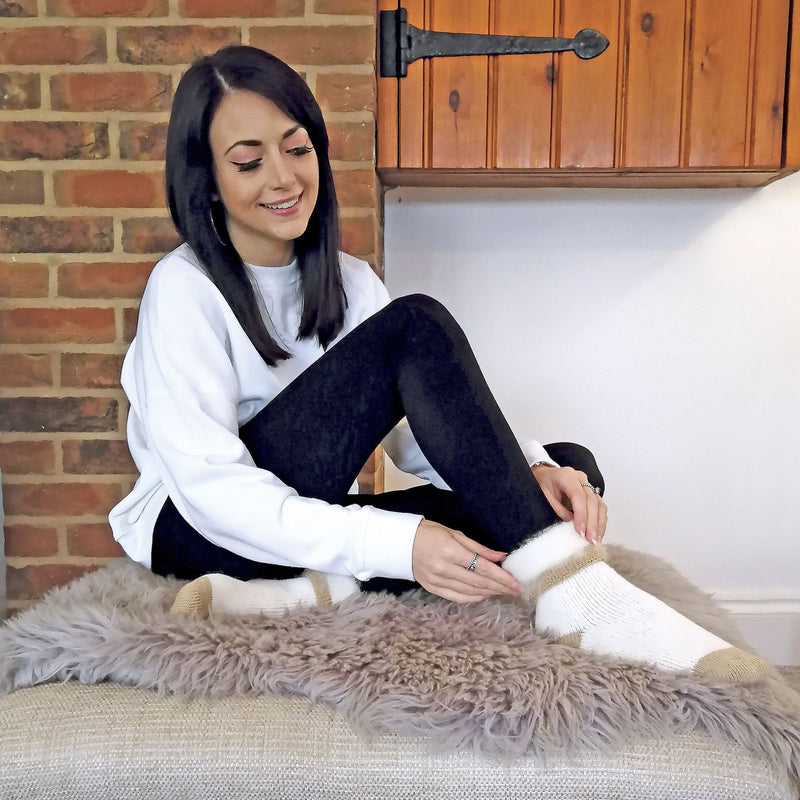 1 Pack Ladies Alpaca Wool Slipper Bed Socks with Star Grips