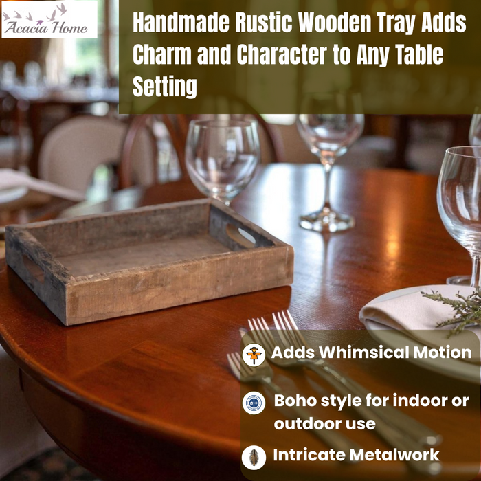 40CM RECLAIMED SQUARE WOODEN TRAY