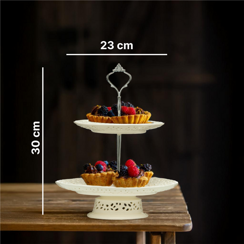 2 Tier Cake Plate | Ceramic Lace