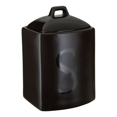Stoneware Sugar Canister | Black Text