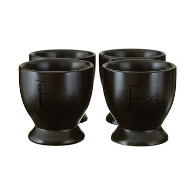 Set of Four Egg Cups | Black Text