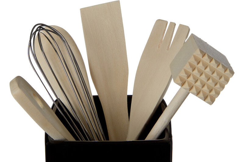 Black Utensil Holder with 6 Utensils | Vintage Home