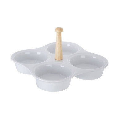 4 Section White Ceramic Snack Dish | Dela