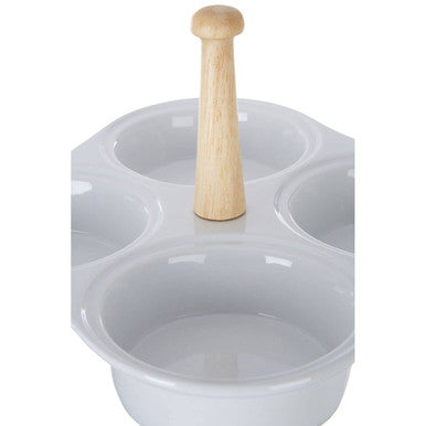 4 Section White Ceramic Snack Dish | Dela