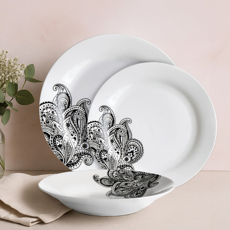 Prince 12 Piece Black Dinner Set | Avie