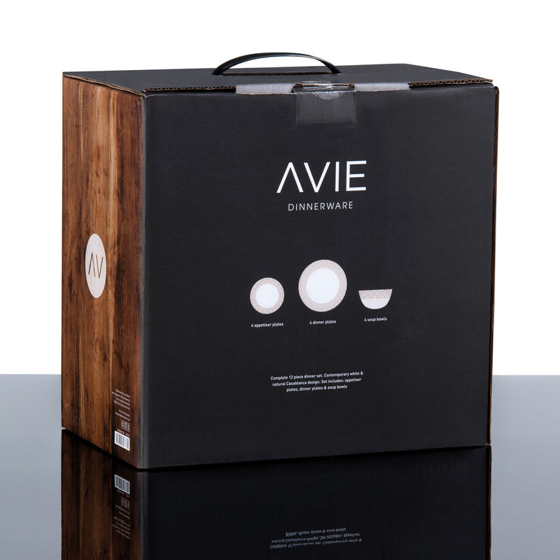 Avie Casablanca 12 Piece  Natural Dinner Set Mob