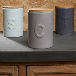 Light Grey Coffee Canister with Bamboo Lid | Fenwick