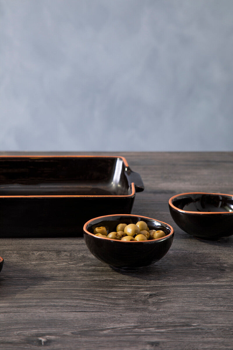 Terracotta Black Glazed Oven to Table Dish | Calisto