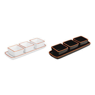 Terracotta Set of 3 Dip Bowls with Tray in Black | Calisto