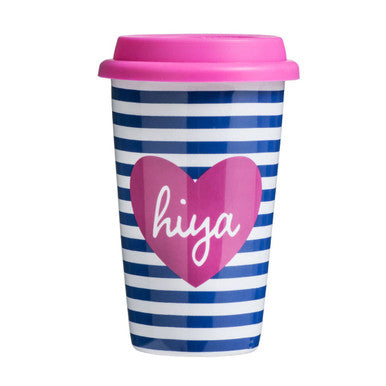 Hiya Ceramic Reusable Mug with Silicone Lid | Taza