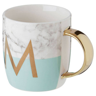 Marble Effect and Pastel Green Monogram Mug M | Frosted Deco