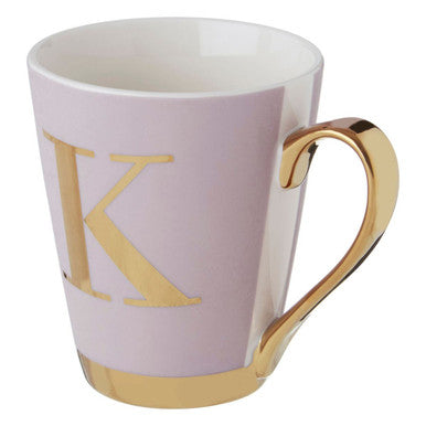 Pastel Pink Frosted Deco K Letter Monogram Mug | Mimo
